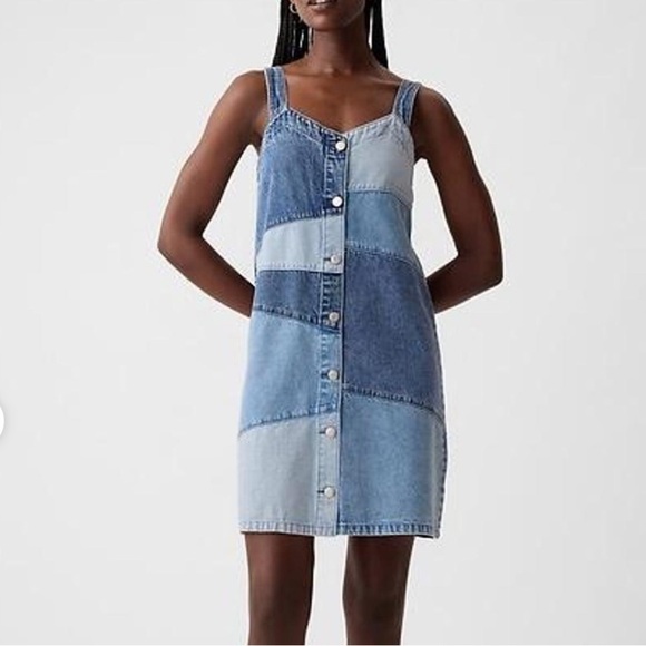GAP Dresses & Skirts - Gap Women's Blue Denim Patchwork Mini Dress Small